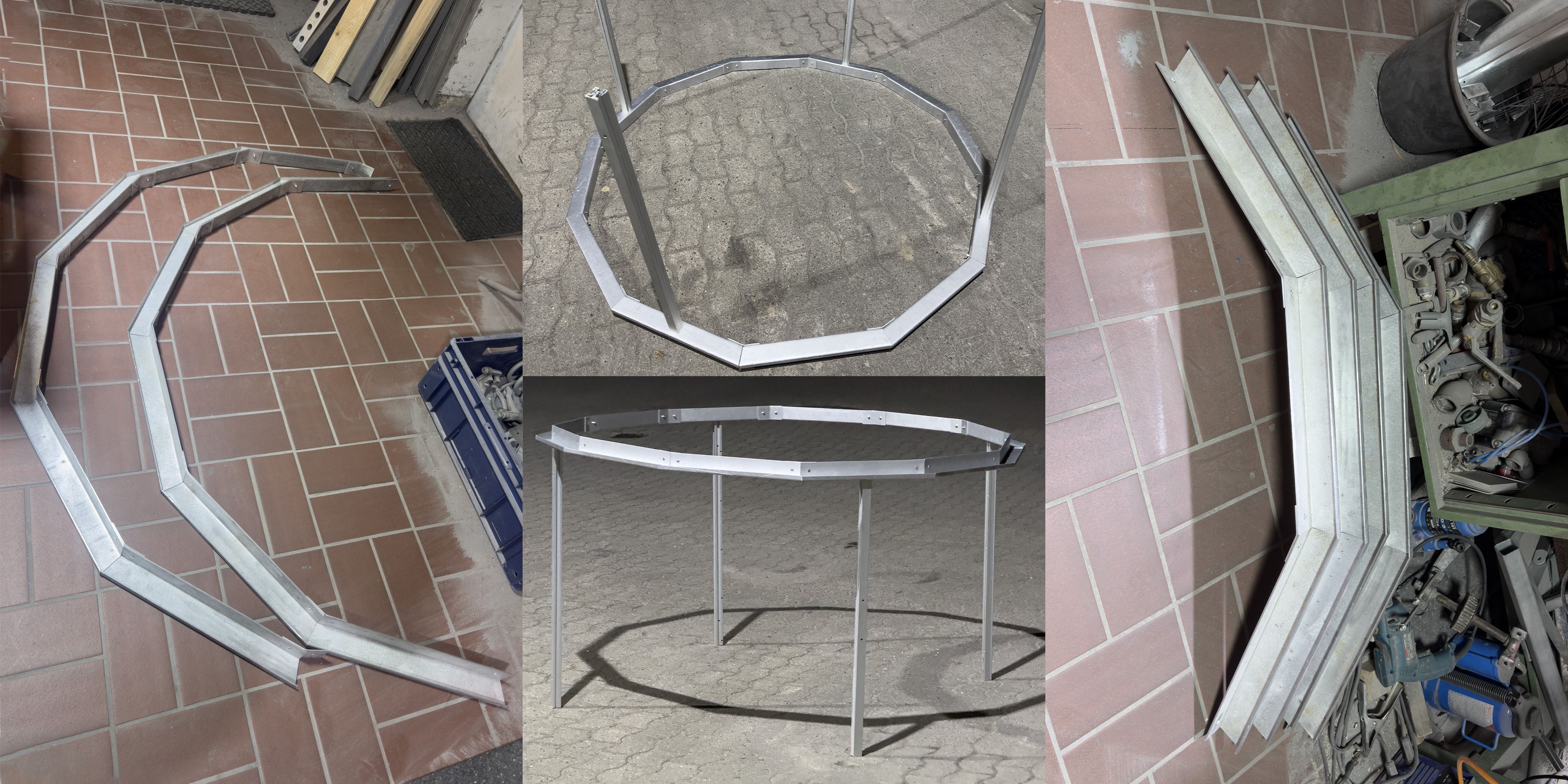 T-slot legs attached to the assembled ring