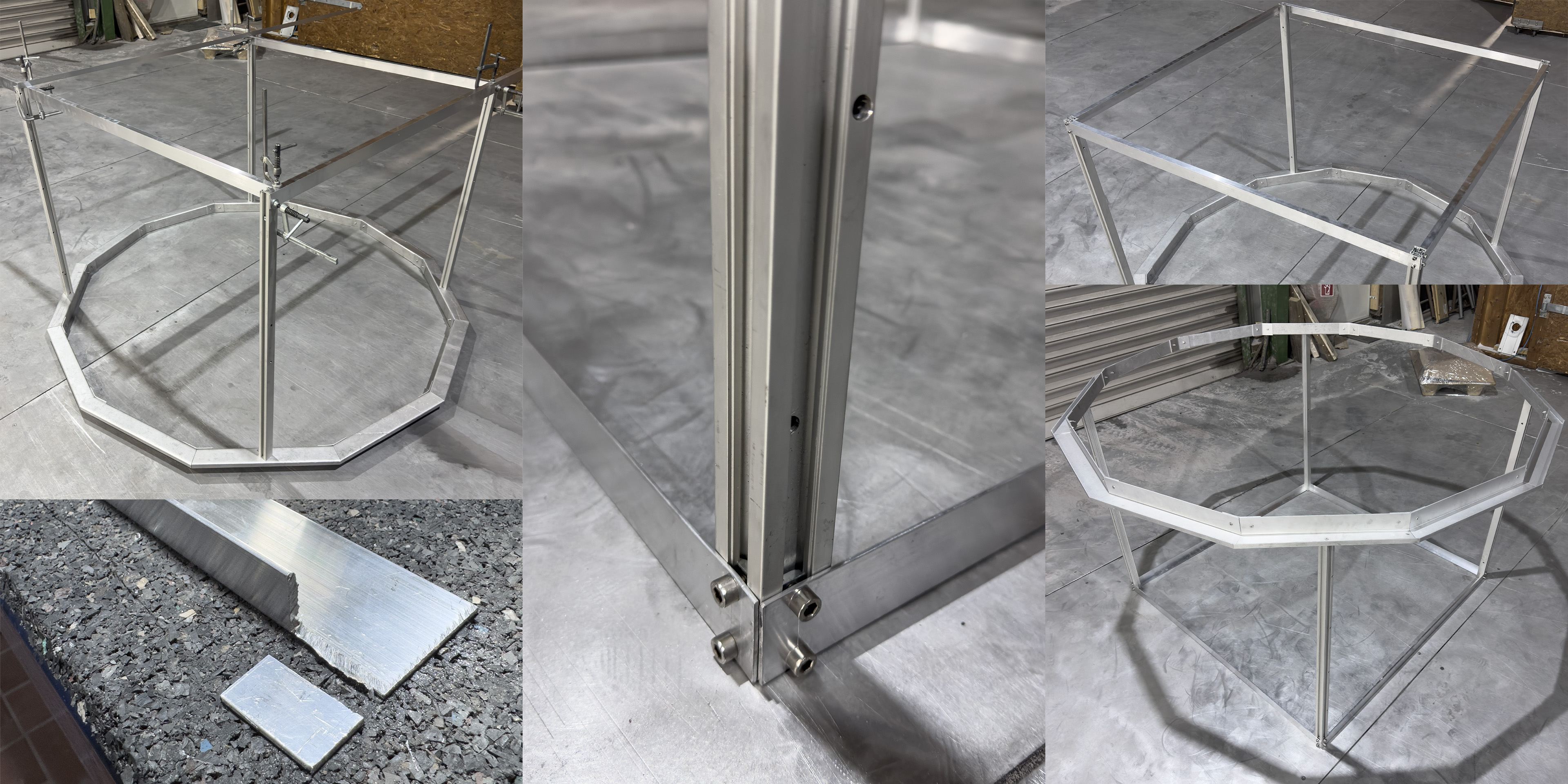 L-profiles attached to the bottom of the legs