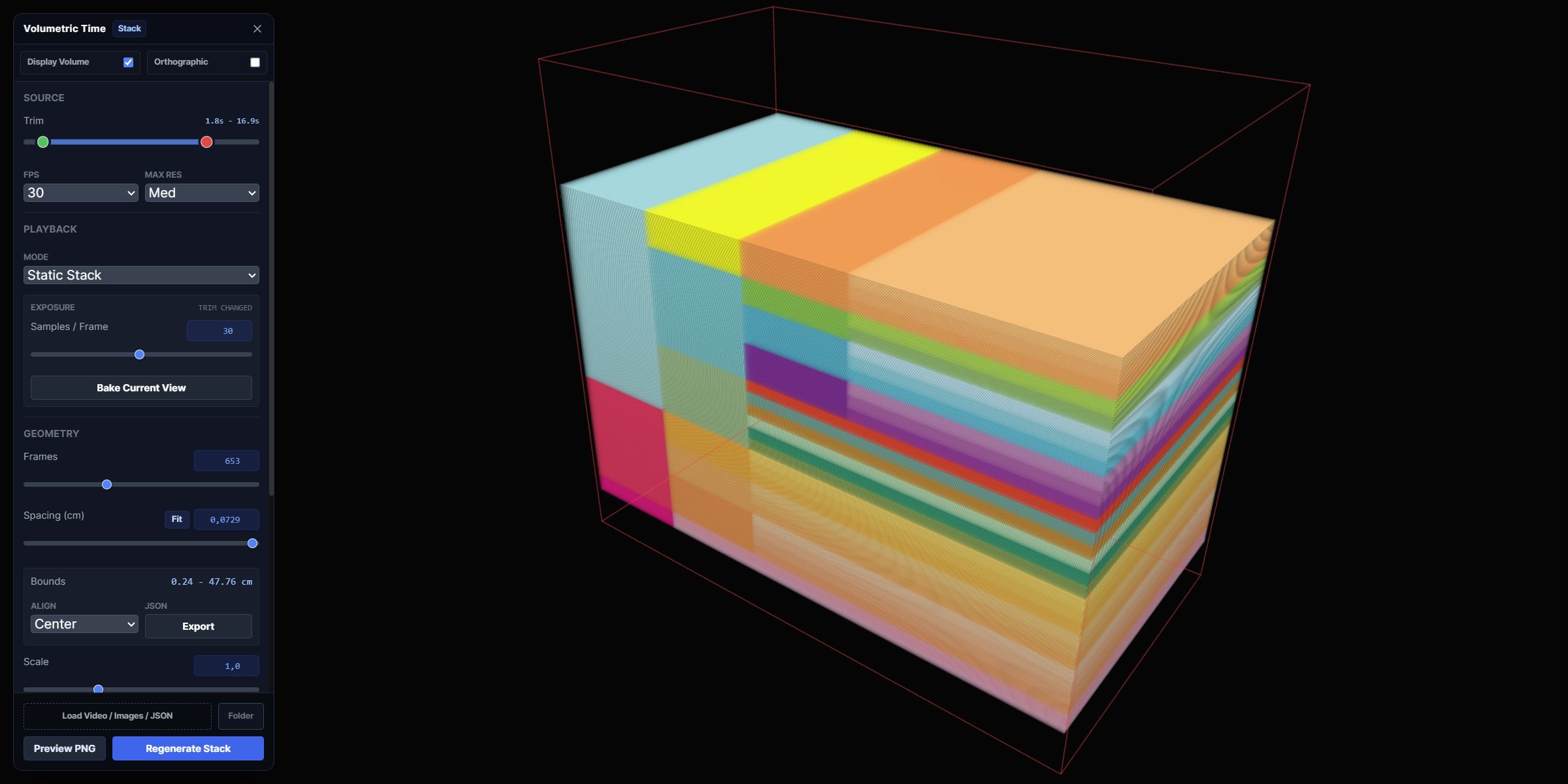 Visualizer UI with geologic timescale cuboid
